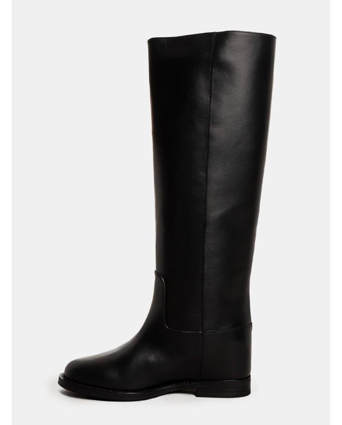 Via Roma 15 Stivale in pelle con V oro e inserto in camoscio