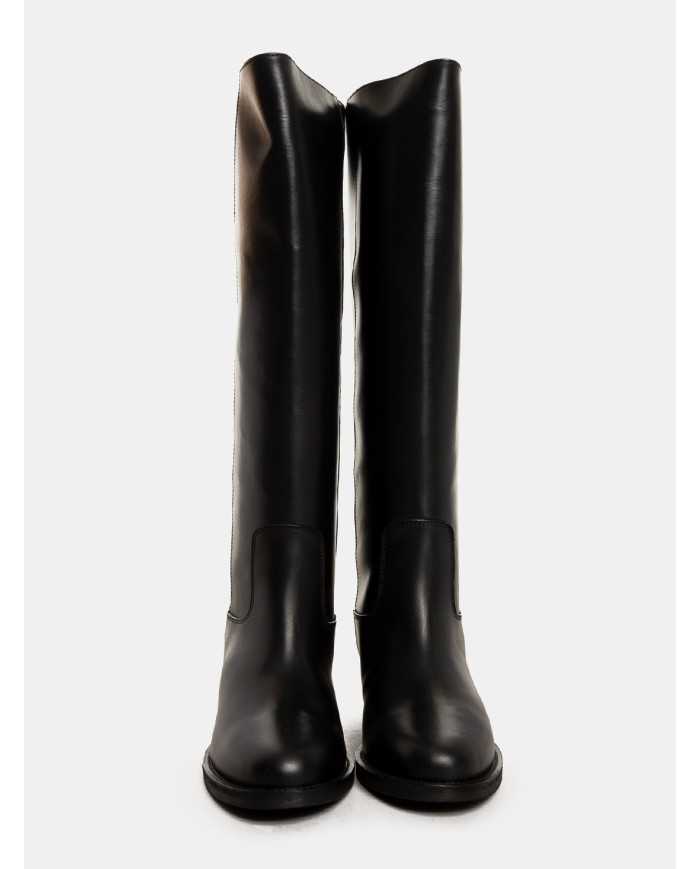 Via Roma 15 Stivale in pelle con V oro e inserto in camoscio