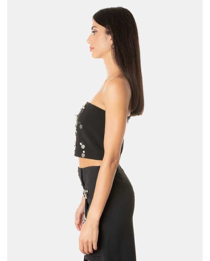 ISABELLE BLANCHE paris Bustier con ricami pietre e paillettes