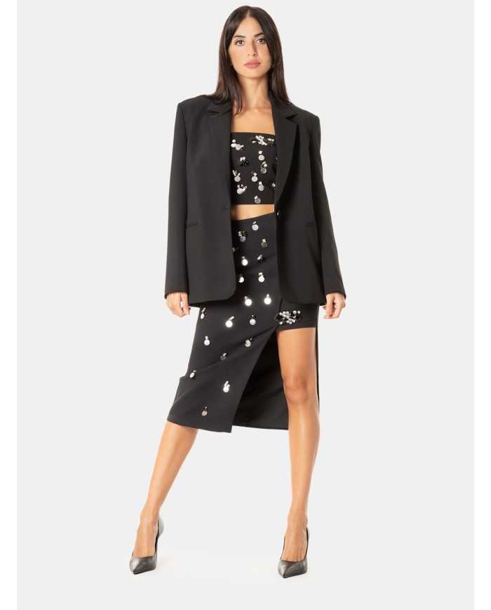 ISABELLE BLANCHE paris Bustier con ricami pietre e paillettes