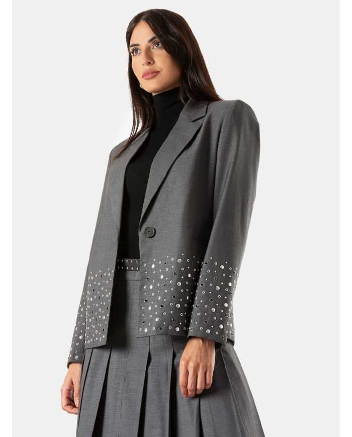 ISABELLE BLANCHE paris Blazer monopetto con applicazioni strass e borchie