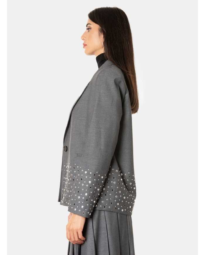 ISABELLE BLANCHE paris Blazer monopetto con applicazioni strass e borchie