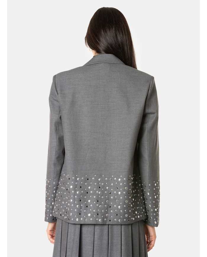 ISABELLE BLANCHE paris Blazer monopetto con applicazioni strass e borchie