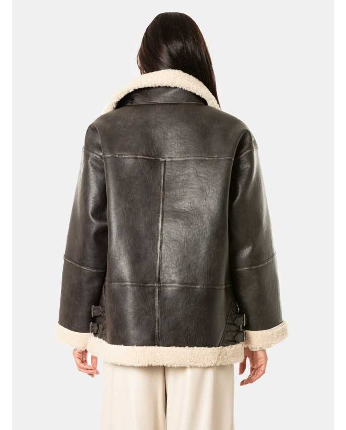 ISABELLE BLANCHE paris Montone in ecopelle con dettagli delavè