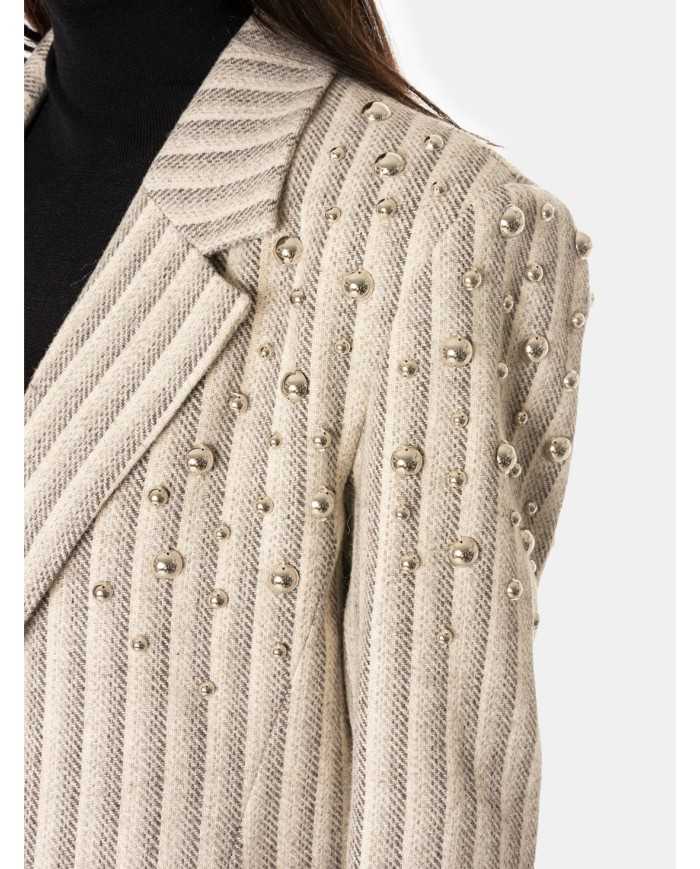 ISABELLE BLANCHE paris Blazer in lana rigata con macroborchie