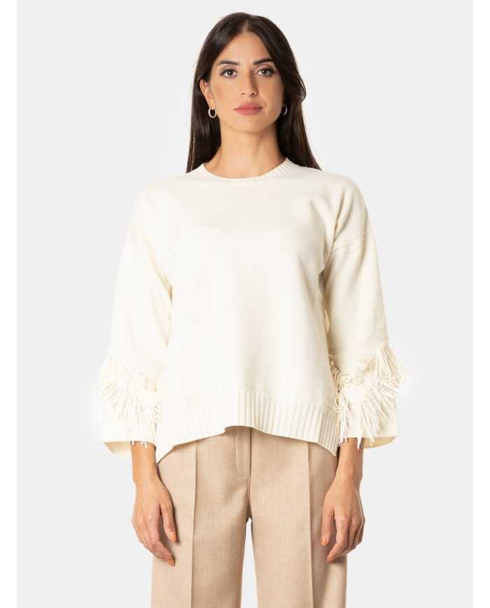D.EXTERIOR Maglia merinos con frange