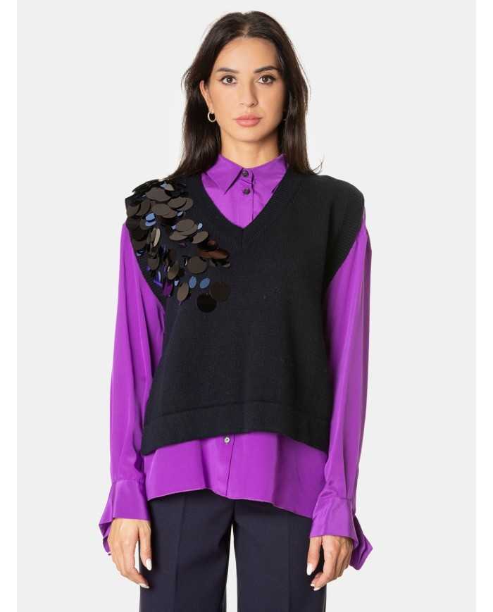 LIVIANA CONTI Maglia gilet con paillettes