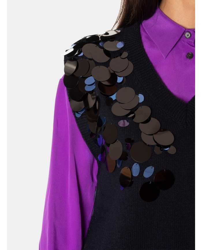 LIVIANA CONTI Maglia gilet con paillettes