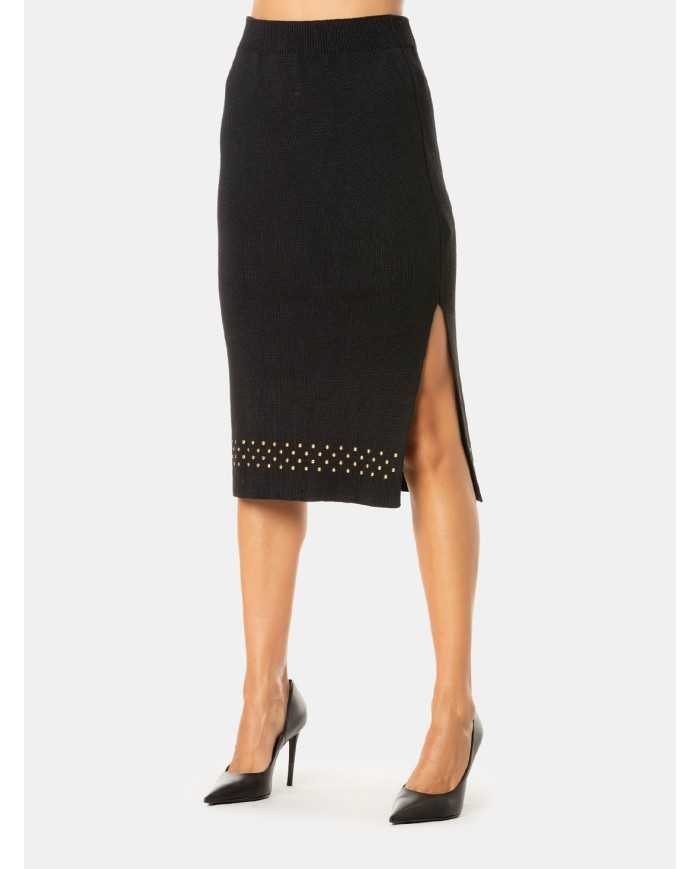 SIMONA CORSELLINI Gonna in maglia con borchie