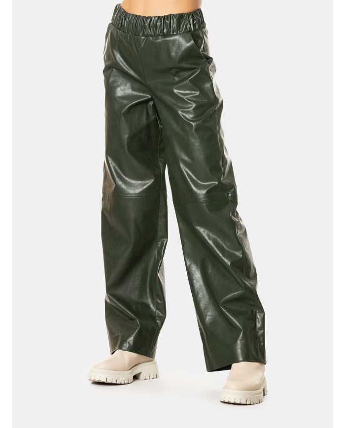 JIJIL Pantalone ampio ecopelle