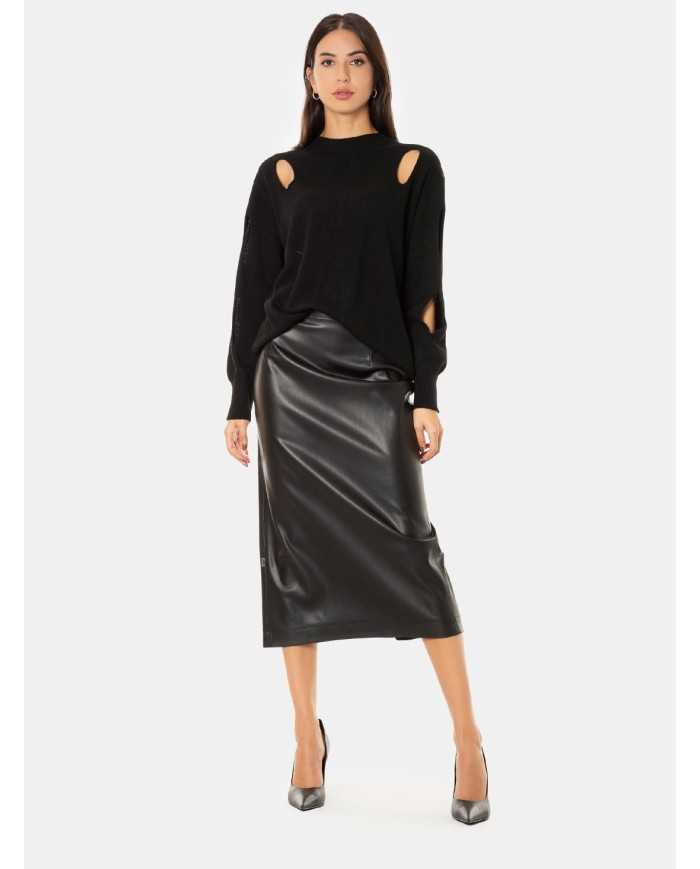 JIJIL Gonna longuette in ecopelle