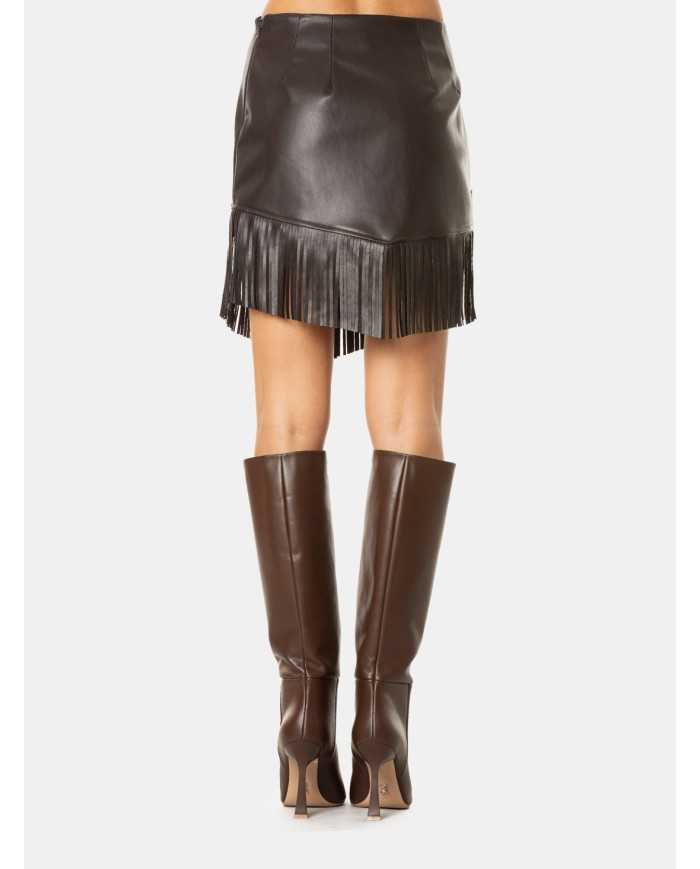 JIJIL Gonna in ecopelle con frange