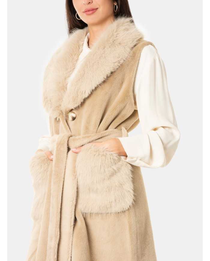 ZOE PARIS Smanicato ecopelliccia