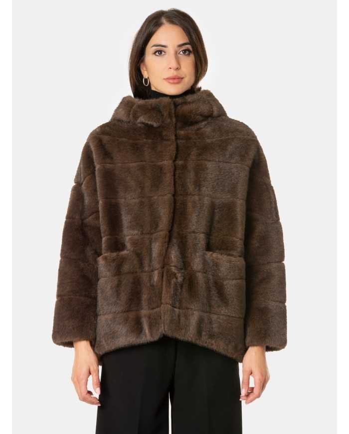 ZOE PARIS Ecopelliccia corta con cappuccio
