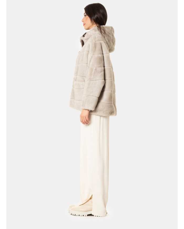 ZOE PARIS Ecopelliccia corta con cappuccio