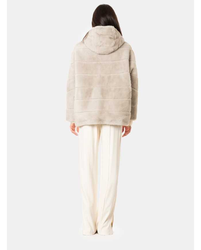 ZOE PARIS Ecopelliccia corta con cappuccio