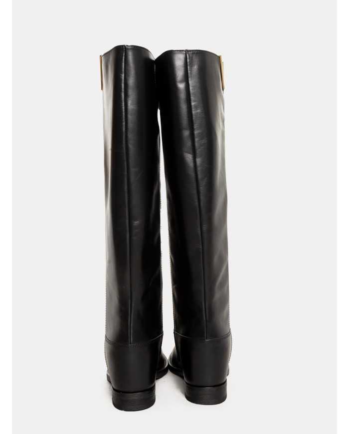 Via Roma 15 Stivale in pelle con V oro