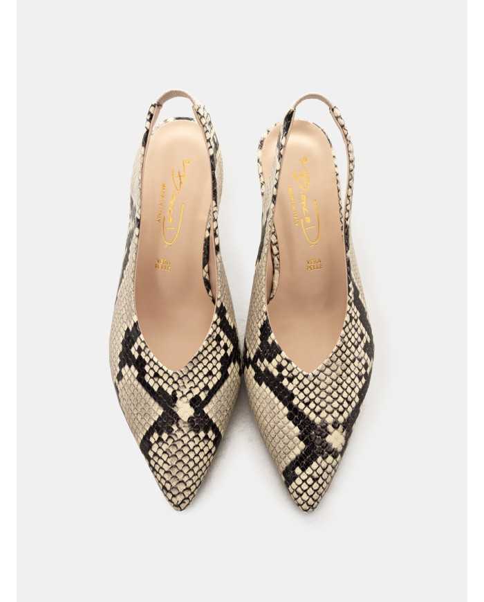 BIANCA DI' Sandalo slingback in stampa pitone
