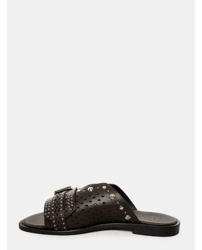 DONNARì Ciabattina in pelle con borchie