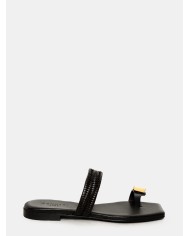 DONNARì Sandalo infradito in pelle con accessorio anello