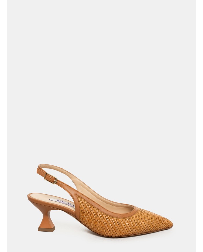 Walter Violet Sandalo slingback in pelle e rafia