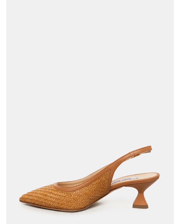 Walter Violet Sandalo slingback in pelle e rafia