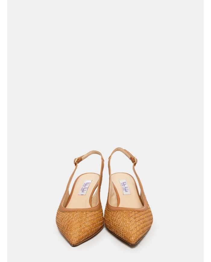 Walter Violet Sandalo slingback in pelle e rafia
