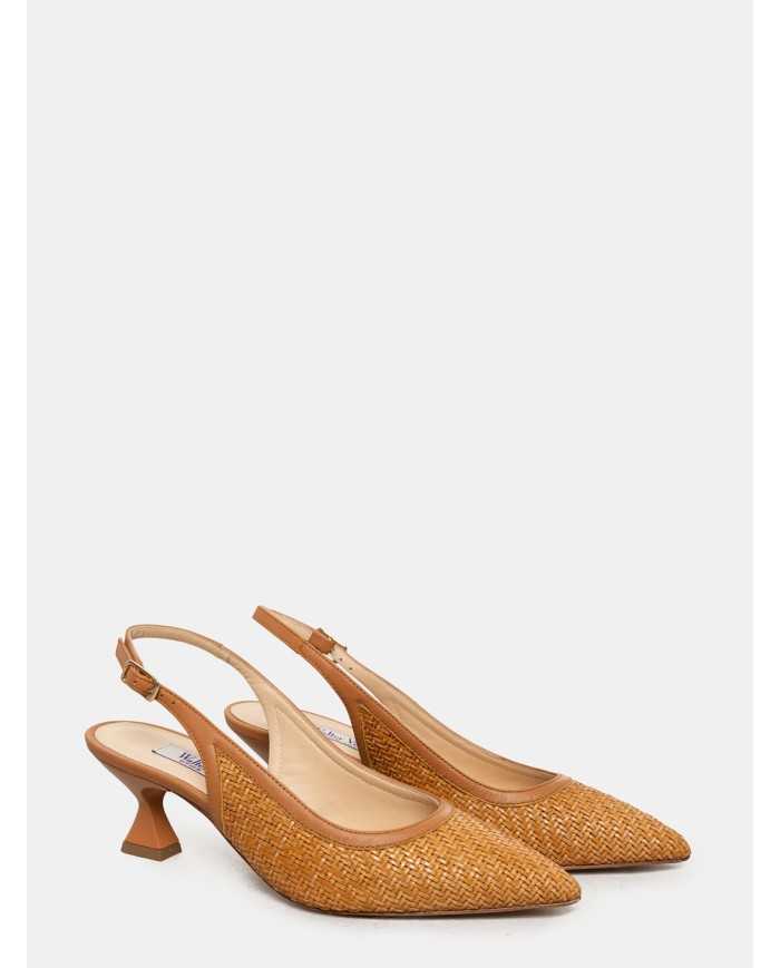 Walter Violet Sandalo slingback in pelle e rafia