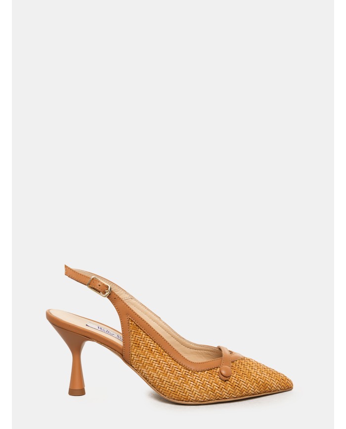 Walter Violet Sandalo slingback intreccio pelle e rafia