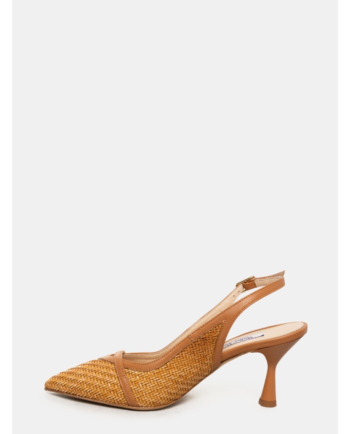 Walter Violet Sandalo slingback intreccio pelle e rafia
