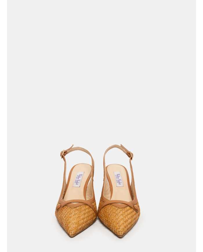 Walter Violet Sandalo slingback intreccio pelle e rafia