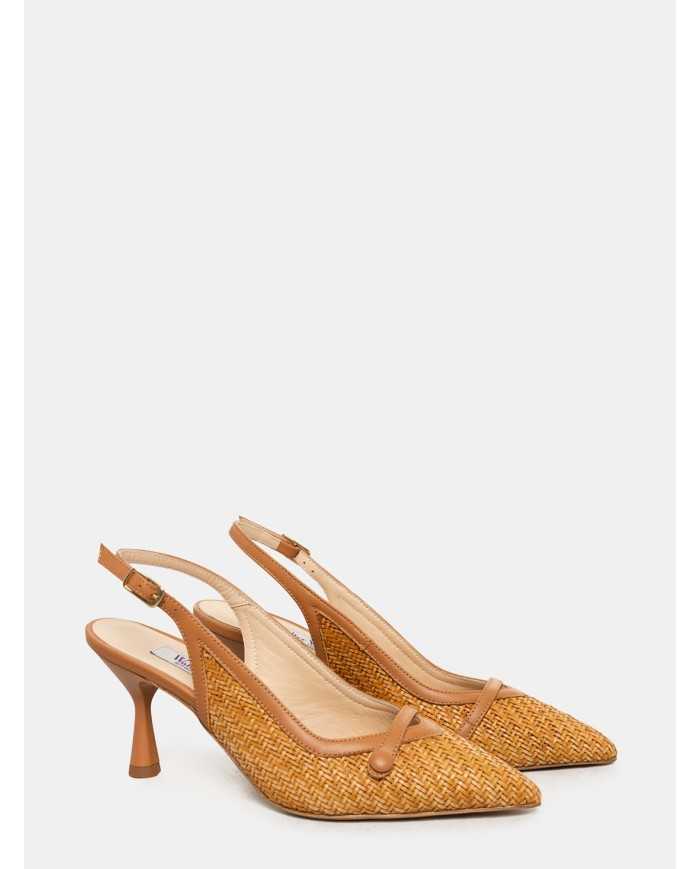 Walter Violet Sandalo slingback intreccio pelle e rafia