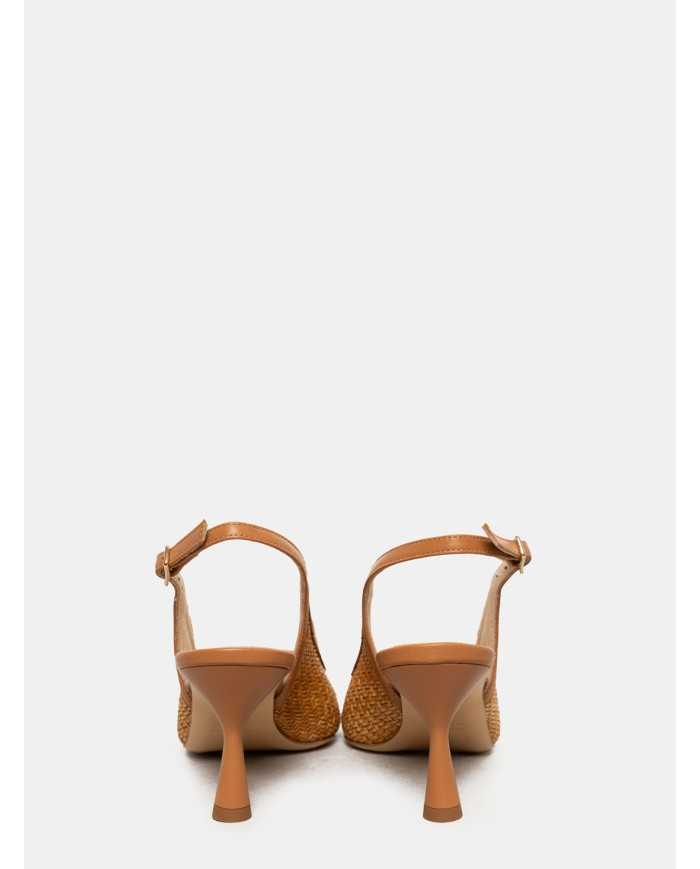 Walter Violet Sandalo slingback intreccio pelle e rafia