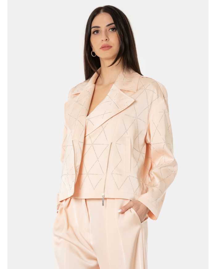 SIMONA CORSELLINI Giacca chiodo con strass