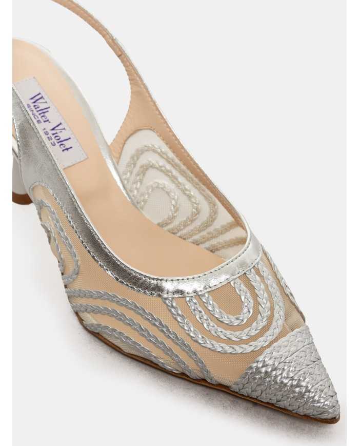 Walter Violet Sandalo slingback con rete laminato