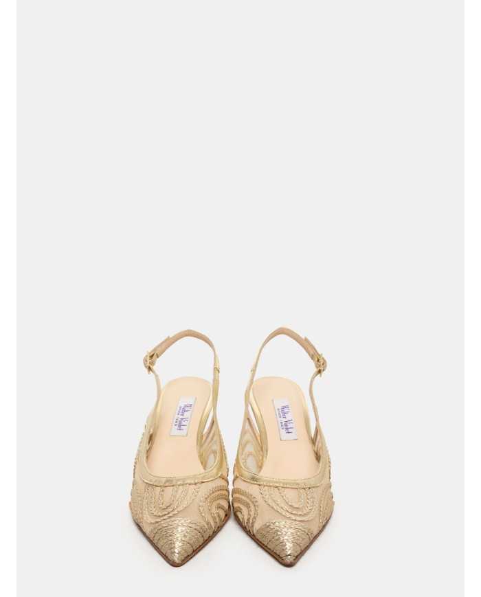 Walter Violet Sandalo slingback con rete laminato