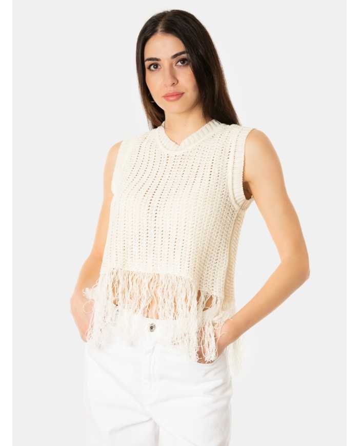 MAXMARA WEEKEND Canotta con frange in maglia