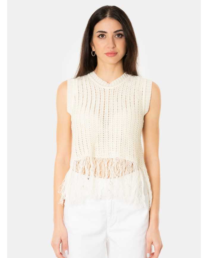 MAXMARA WEEKEND Canotta con frange in maglia