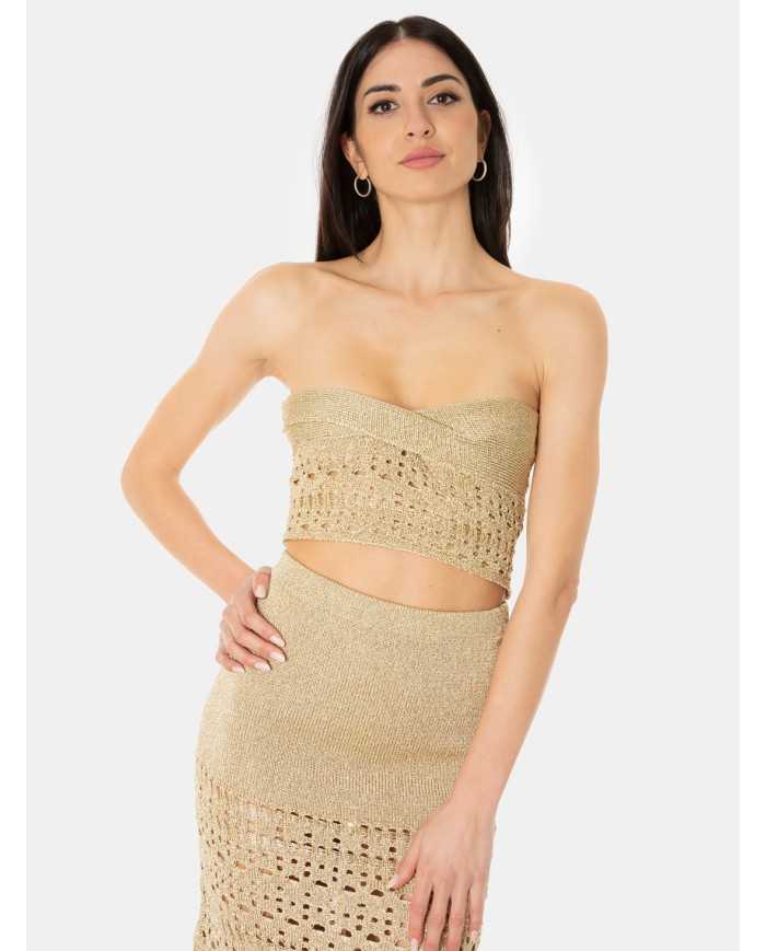 SIMONA CORSELLINI Top in maglia laminata