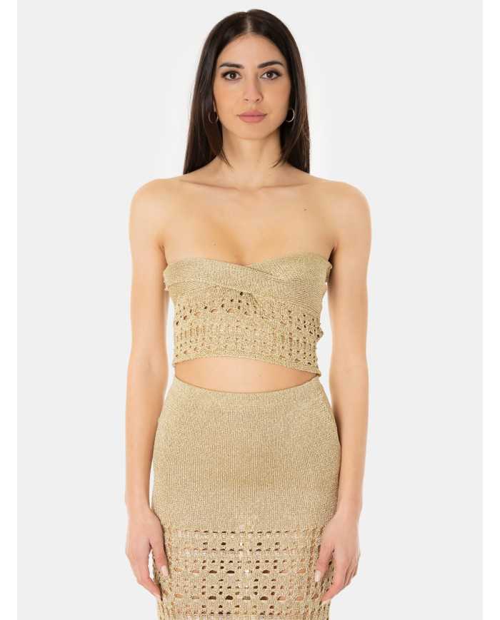 SIMONA CORSELLINI Top in maglia laminata