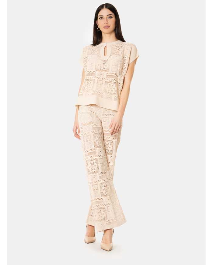 D.EXTERIOR Maglia polo in pizzo