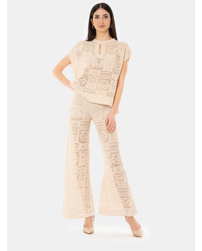 D.EXTERIOR Maglia polo in pizzo