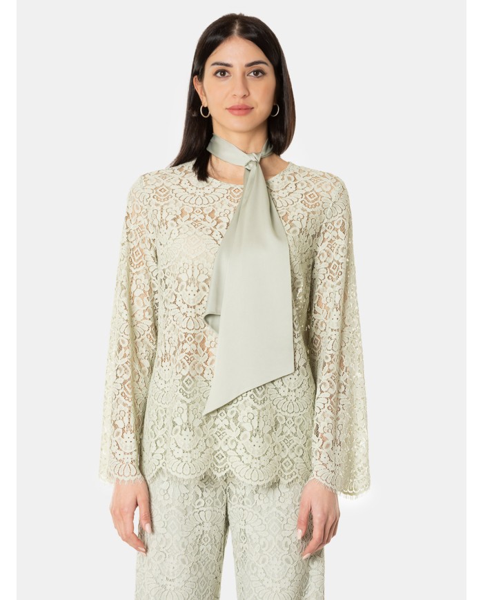 D.EXTERIOR Blusa in pizzo con fusciacca