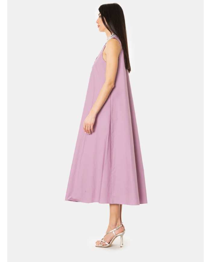 ISABELLE BLANCHE paris Abito in popeline con scollo strass