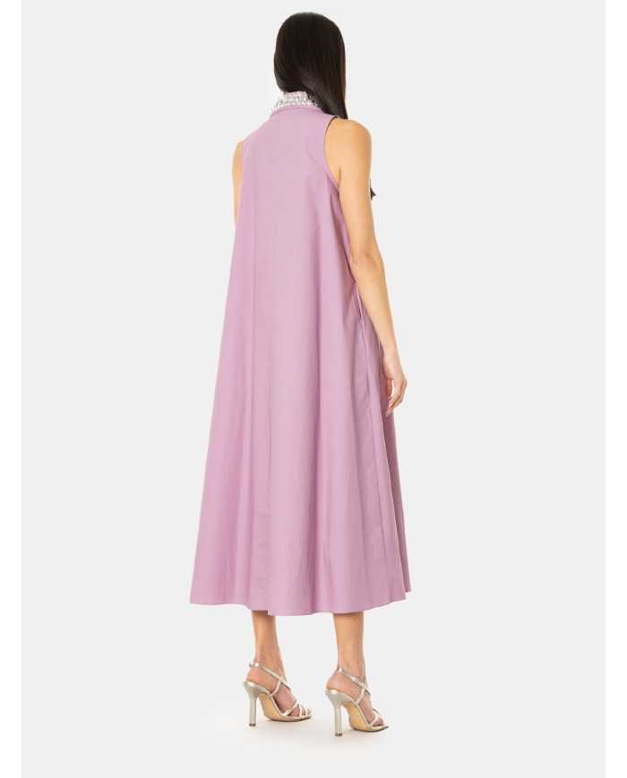 ISABELLE BLANCHE paris Abito in popeline con scollo strass