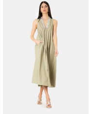 ISABELLE BLANCHE paris Abito in popeline con scollo strass