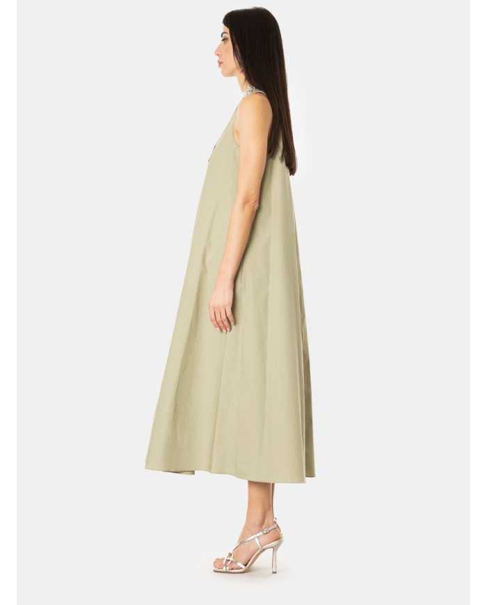 ISABELLE BLANCHE paris Abito in popeline con scollo strass