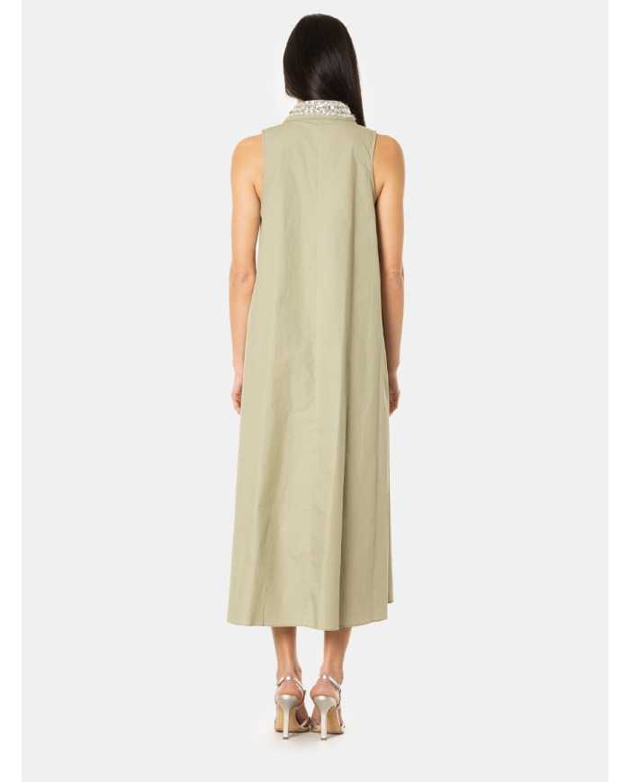 ISABELLE BLANCHE paris Abito in popeline con scollo strass