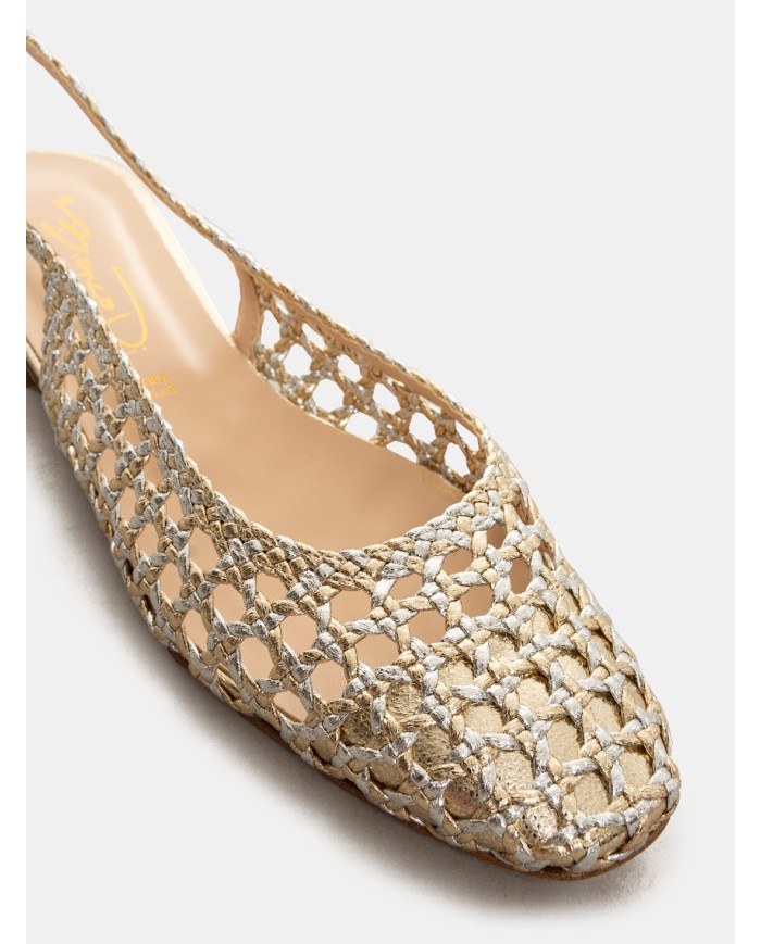 BIANCA DI' Sandalo flat slingback intrecciato