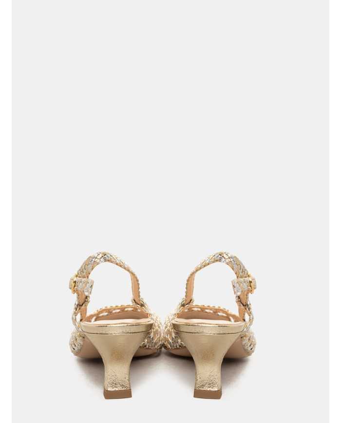 BIANCA DI' Sandalo slingback intreccio bicolore